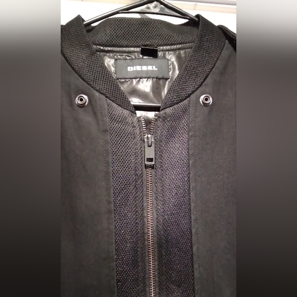 Diesel "D-Neyt" Black Denim/ Mesh Trim Detachable Hood Men's Jacket M - Picture 13 of 16